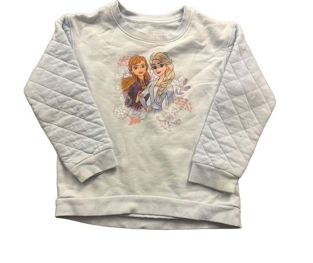 Disney Frozen II Sweatshirt Size 5T Blue Anna & Elsa Quilted Sleeves